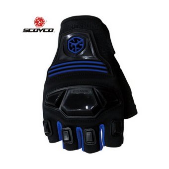 SCOYCO MC24D MOTO Racing glove Motorcycle Racing gloves motorbike Bomber glove made of Leica/Polyester fabric Blue - intl