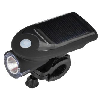 Solar Powered LED Bike Light / USB 2.0 Rechargeable Portable Neutral White Flashlight - Black - intl