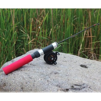57cm Ice Fishing Rod Mini Pole Winter Fishing Tackle Carbon Red Portable - intl