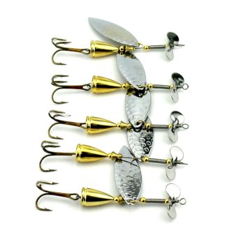 5pcs hengjia spinner fishing lures 12.5g 9cm 4# fishing hooks hard metal sequin fishing baits wobble bass fishing tackles