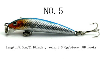 Style:NO.5 1pcs 5.5cm/2.16inch 3.6g/piece Minnow Fishing Lure Crank Lures Bait Crankbait Tackle Fishing lures Fishing baits Fish lure YJ090-NO.5