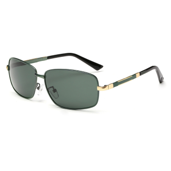 Fashion Metal Frame Polaroid Sunglasses Men Polarized Sports Outdoor Driving Sun Glasses Male H4255-04 (Dark Green)