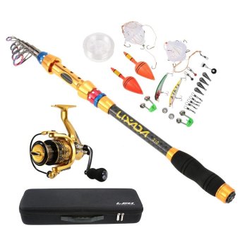 Lixada Portable 2.1m Lure Rod Set Spinning Rod and Fishing Reel Combos Full Kit Telescopic Fishing Rod Pole with Reel Line Lures Hooks Fishing Carrier Bag Case Fishing Gear Accessories Organizer - intl