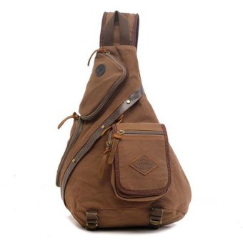 AUGUR Men's Chest Bag Casual Fashionable Canvas Single Shoulder Messenger Hiking Bags(Coffee)