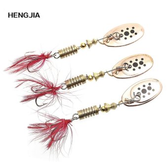 HENGJIA 10pcs Fishing Bait Artificial Metal Sequin Fish Lure with Feather (Red) - intl