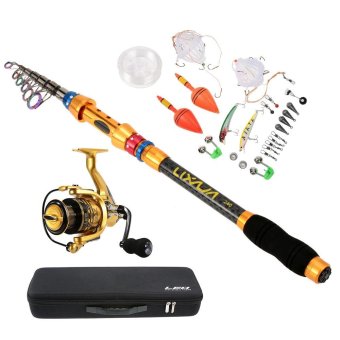 Lixada 2.4m/7.9ft Portable Lure Rod Set Spinning Rod and Fishing Reel Combos Full Kit Telescopic Fishing Rod Pole with Reel Line Lures Hooks Fishing Carrier Bag Case Fishing Gear Accessories Organizer - intl