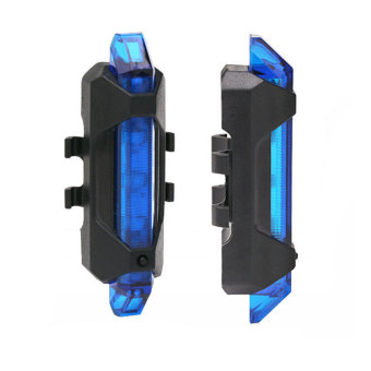Pengisian USB Sepeda HengSong mode lampu belakang 5-LED dapat diisi ulang Lampu keamanan biru depan belakang di sepeda gunung - International