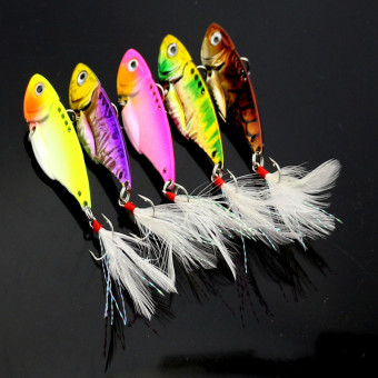 5pcs/lot 5.5cm/2.16inch 11g/piece Fish metal lure fishing bait Fishing baits Fishing Lures Baits Crankbaits Feather Hook 5 Colors Random delivery YJ088 - intl