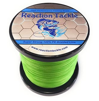 Reaction Tackle High Performance Braided Fishing Line Fluorescent Green, 30LB 1000 yards-FG - intl