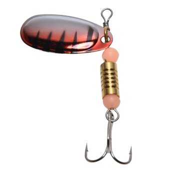 Minnow Bait Spinner Sequins Metal Fishing Lure Tackle Rotate Hook Red Stripes - intl