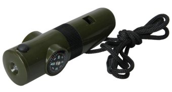 niceEshop 7 In 1 ABS Emergency Outdoor Whistle Viewfinder Compass With Compass, Green
