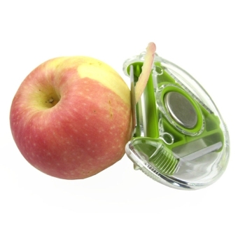 Portable 3-in-1 Multi-purpose Stainless Steel Rotating Chipper Fruit Vegetable Peeler Slicer Kitchen Tool (Green)