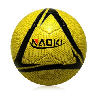 Naoki Size 5 Sewing Machinery Laser leather Football Soccer (Yellow)