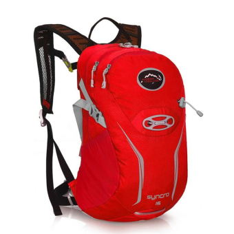 LOCAL LION 15L Polyester Backpack+1.5 L Water Bag+Rain Cover Women Men Backpack Rucksack Riding Knapsack (Red)