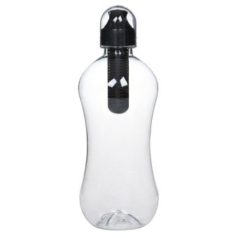 Universal Portable Outdoor Camping Activated Carbon Filter Sport Water Bottle 550ml - Hitam