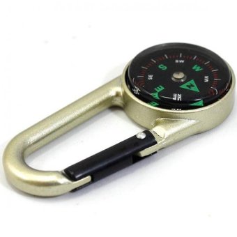 Travel - Kompas Camping Portable - Travel Compass with Carabiner - Gold-Hitam