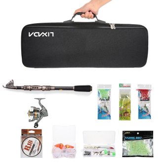 Lixada Telescopic 2.4M Fishing Rod and Reel Combo Full Kit Spinning Fishing Reel Gear Organizer Pole Set with 100M Fishing Line Lures Hooks and Fishing Carrier Bag Case Fishing Accessories - intl
