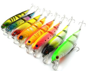 Hengjia 10pcs mutil jointed fishing lures 10.5cm 14g 3 sections high quality hook fishing baits woth 10colors