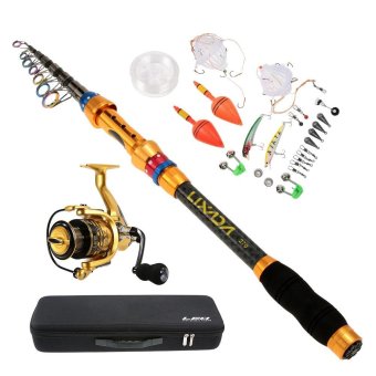 Lixada 2.7m/8.9ft Portable Lure Rod Set Spinning Rod and Fishing Reel Combos Full Kit Telescopic Fishing Rod Pole with Reel Line Lures Hooks Fishing Carrier Bag Case Fishing Gear Accessories Organizer - intl