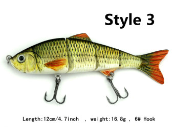 1pcs Color:3# 12cm/4.7inch 16.8g/piece Hook:6# 4 Jointed Swimbait Fishing Lure Crankbait Bait Hook Fishing Tackle Fishing lurs Fishing Baits fish lure YJ089-3#