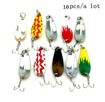 Lot 10pcs 4.3cm/1.7inch 6g Metal Fishing Lures Spinner Baits Crankbait Assorted Fish Hooks Tackle fishing lure fishing bait fish lure bait 10 colors Random delivery YJ074 - intl