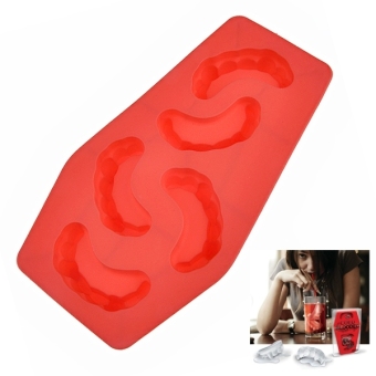 Interesting Tooth Shape TPR Ice Tray Ice Cube Maker Box Red