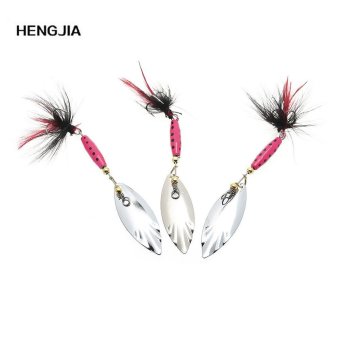 HENGJIA 10pcs Fishing Bait Artificial Metal Sequin Fish Lure with Feather (Black) - intl