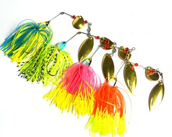 Hengjia 8pcs buzzbait fishing bait 19.5g gold spinner buzz fishing lures artificial super fishing tackles in 4 colors with lead head