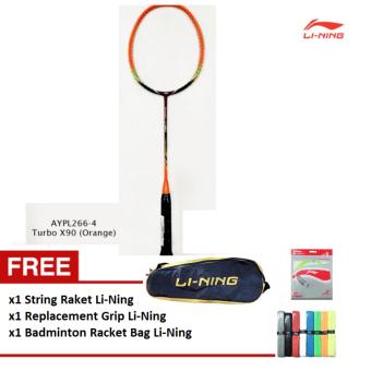 Li-Ning Badminton Racket Turbo X 90 orange GRATIS Tas Raket + Extra Grip + String Li-Ning