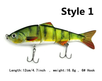 1pcs Color:1# 12cm/4.7inch 16.8g/piece Hook:6# 4 Jointed Swimbait Fishing Lure Crankbait Bait Hook Fishing Tackle Fishing lurs Fishing Baits fish lure YJ089-1#