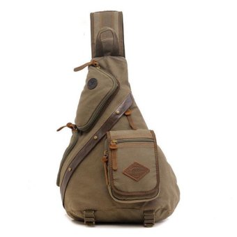 AUGUR Men's Chest Bag Casual Fashionable Canvas Single Shoulder Messenger Hiking Bags(Army green)