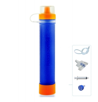 Geertop Diercon 1500L Mini Water Filter Purifier Straw Personal - 0.01 micron 99.99% - BPA Free - For Outdoor Camping Survival - Blue