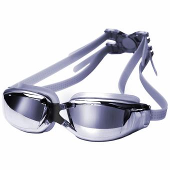 Icantiq Kacamata Renang Santai Swimming Goggles Mirror Kaca Mata renang Swimming Glass Anti Fog UV Protection Swimming Goggle + Packing Crystal Mika Transparant Luxury - Grey