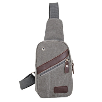 360DSC Sporty Fashion Multifunctional Canvas Chest Pack Satchel Shoulder Bag Crossbody Bag with Earphone Hole for Men - Grey