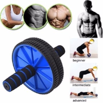 AnekaimportdotcomFitness Double Wheel Gym / AB Roller Fitnes Exerciser / Yoga Roller / Pilates Roller - Biru