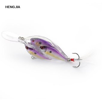 HENGJIA Artificial Fishing Bait Fish Group Shape Lure with Feather (Purple) - intl