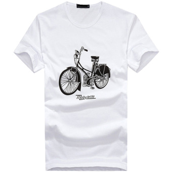007 Men's T-shirts Bicycle Printed Short Sleeve White  