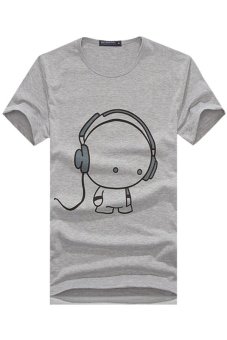 008 Men's T-shirts Cute Music Baby Prined Casual Grey  