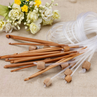 12 Sizes 48" Afghan Carbonized Bamboo knitting Needle Crochet Hooks 3.0-10.0mm (Intl) - intl  