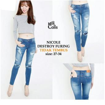 168 Collection Celana Big Nicole Distro jeans Pant-Biru  