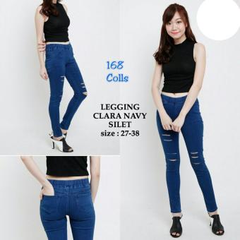 168 Collection Celana Jumbo Clarissa Silet Jeans Pant-Navy  