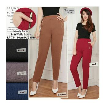 168 Collection Celana Nancy Zipper Pant-Merah  