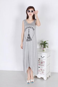 1688# Summer Korean Fashion Soft Modal Maternity Long Dress Cool Clothes for Pregnant Women TanK Vest Pregnancy Clothing- Light Grey - intl  