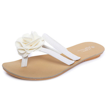 18801 Summer PU Clip Toe Sandals Non Slip Beach Shoes Sandals(White)  