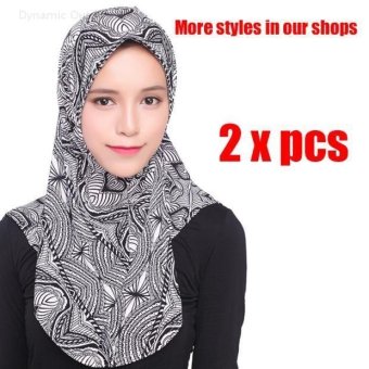 (2 pcs)Women Scarf muslim headscarf fashion headband Soft hijab - black pattern - intl  