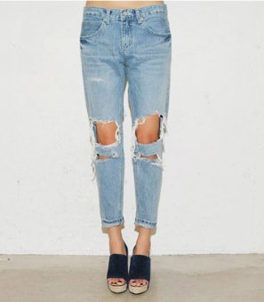 2015 Loose Cross Trousers Hole Ripped Jeans Boyfriend Jeans For Women Pantalones Vaqueros Mujer Skinny Jeans Denim S-XL  