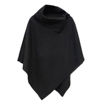 2016 Fashion beautiful New Women Fashion Cape Asymmetric Hem Cloak Coat Wool Blend Jacket Poncho Jacket Tops Outwear(Black)  - intl  