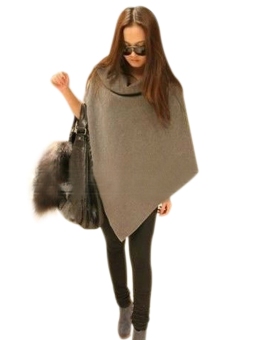 2016 Fashion beautiful New Women Fashion Cape Asymmetric Hem Cloak Coat Wool Blend Jacket Poncho Jacket Tops Outwear(Camel) - intl  