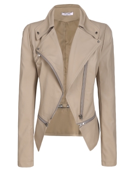 2016 Fashion beautiful Stylish Ladies Women's Faux Leather Power Shoulder Coat Jacket - intl  