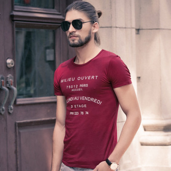 2016 High Quality Summer Round Neck Short Sleeve Letter Big Size M-5XL Pure Cotton Short Sleeve Man T Shirt(Red) - Intl  